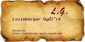 Lozinberger Györk névjegykártya